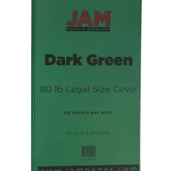 JAM Paper 80 lb. Cardstock Paper, 8.5" x 14", Dark Green, 50 Sheets/Pack (64429556)