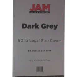 JAM Paper 80 lb. Cardstock Paper, 8.5" x 14", Dark Gray, 50 Sheets/Pack (64429535)