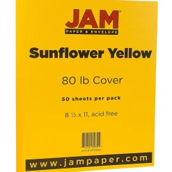 JAM Paper 80 lb. Cardstock Paper, 8.5" x 11", Sunflower Yellow, 50 Sheets/Pack (16729203)