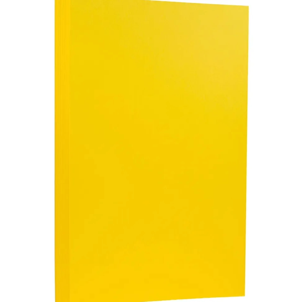 JAM Paper 65 lb. Cardstock Paper, 8.5" x 14", Brite Hue Yellow, 50 Sheets/Pack (16730930)