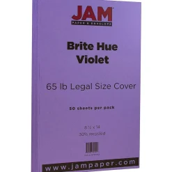 JAM Paper 65 lb. Cardstock Paper, 8.5" x 14", Violet Purple, 50 Sheets/Pack (16730933)