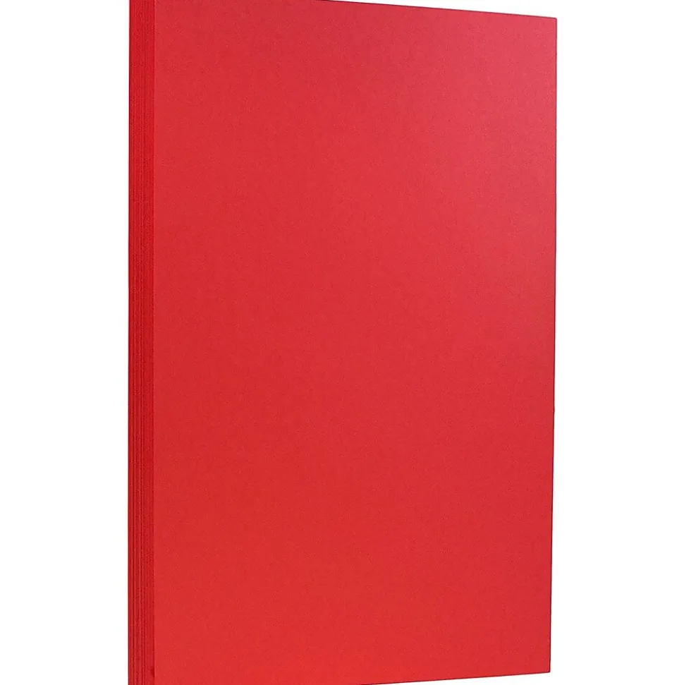 JAM Paper 65 lb. Cardstock Paper, 8.5" x 14", Brite Hue Red, 50 Sheets/Pack (16730927)