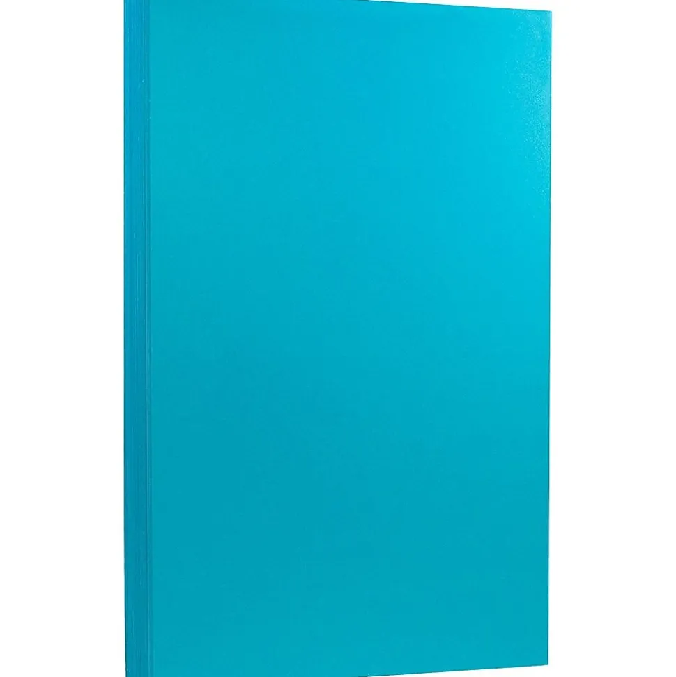 JAM Paper 65 lb. Cardstock Paper, 8.5" x 14", Brite Hue Blue, 50 Sheets/Pack (16730932)