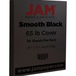 JAM Paper 65 lb. Cardstock Paper, 8.5" x 11", Black, 50 Sheets/Pack (64431263)