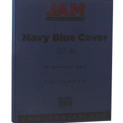 JAM Paper 80 lb. Cardstock Paper, 8.5" x 11", Navy Blue, 50 Sheets/Pack (LEBA242)