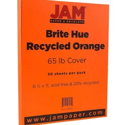 JAM Paper 65 lb. Cardstock Paper, 8.5" x 11", Orange, 50 Sheets/Pack (1033879)