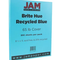 JAM Paper 65 lb. Cardstock Paper, 8.5" x 11", Blue, 250 Sheets/Ream (101899B)