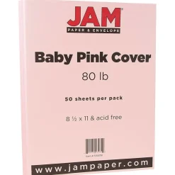 JAM Paper 80 lb. Cardstock Paper, 8.5" x 11", Baby Pink, 50 Sheets/Pack (5155791)
