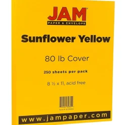 JAM Paper 80 lb. Cardstock Paper, 8.5" x 11", Sunflower Yellow, 250 Sheets/Ream (16729203B)