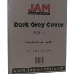 JAM Paper 80 lb. Cardstock Paper, 8.5" x 11", Dark Gray, 250 Sheets/Ream (26396471B)