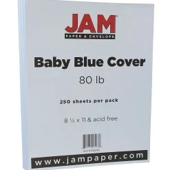 JAM Paper 80 lb. Cardstock Paper, 8.5" x 11", Baby Blue, 250 Sheets/Ream (5155792B)