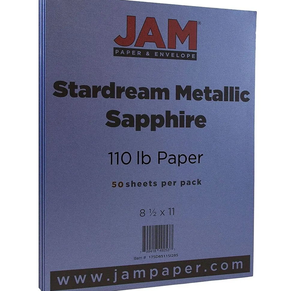 JAM Paper 110 lb. Cardstock Paper, 8.5" x 11", Sapphire Blue Stardream, 50 Sheets/Pack (173SD8511SI285)