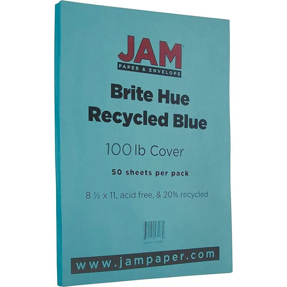 JAM Paper 65 lb. Cardstock Paper, 8.5" x 11", Blue, 50 Sheets/Pack (101899)
