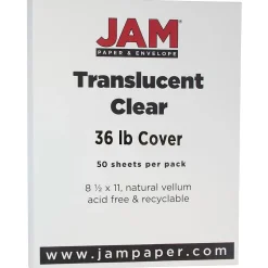JAM Paper 36 lb. Cardstock Paper, 8.5" x 11", Clear, 50 Sheets/Pack (1566)