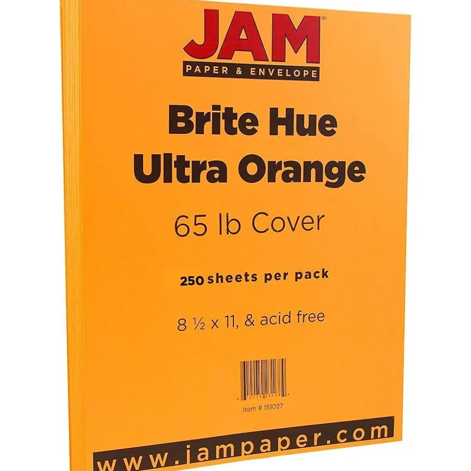 JAM Paper 65 lb. Cardstock Paper, 8.5" x 11", Ultra Orange, 250 Sheets/Ream (151027B)
