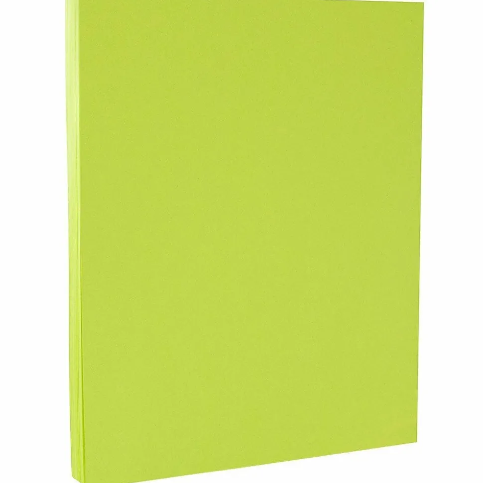 JAM PAPER 8.5" x 11" Color Cardstock, 65lb, Ultra Lime, 100/pack (104067G)
