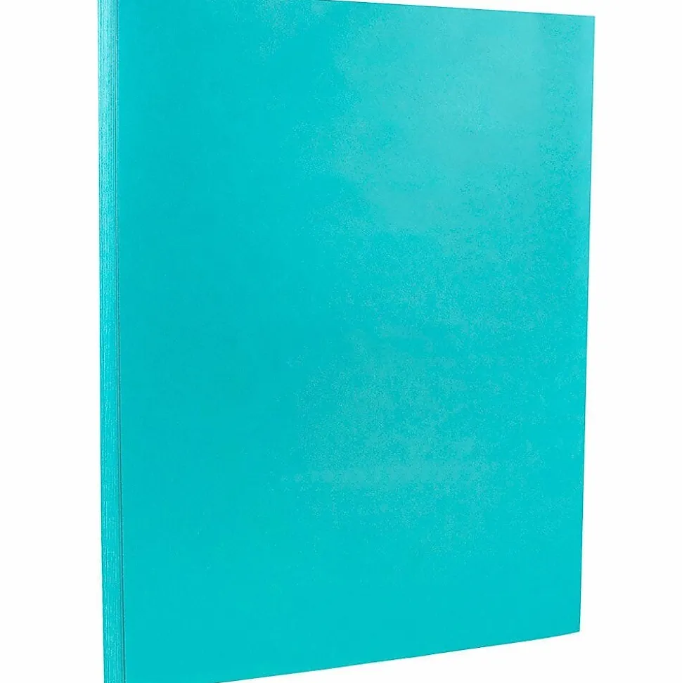JAM PAPER 8.5" x 11" Color Cardstock, 65lb, Sea Blue, 100/pack (102677G)
