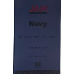 JAM Paper 8.5" x 14" Color Multipurpose Paper, 28 lbs., Navy Blue, 50 Sheets/Ream (64429510)