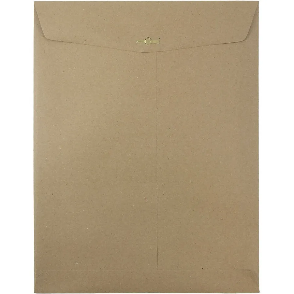 JAM Paper 10 x 13 Kraft Open End Catalog Envelopes with Clasp Closure, Brown Kraft Paper Bag, 100/Pack (563120854B)