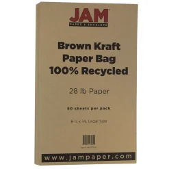 JAM Paper 8.5" x 14" Multipurpose Paper, 28 lbs., Brown Kraft Paper Bag, 50 Sheets/Pack (463117506)