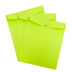 JAM Paper 10 x 13 Open End Catalog Colored Envelopes with Clasp Closure, Ultra Lime Green, 50/Pack (v0128186i)