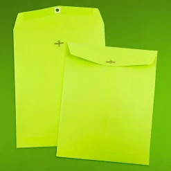 JAM Paper 10 x 13 Open End Catalog Colored Envelopes with Clasp Closure, Ultra Lime Green, 50/Pack (v0128186i)