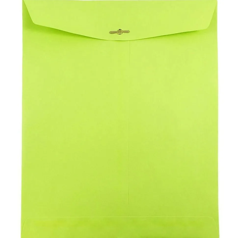 JAM Paper 10 x 13 Open End Catalog Colored Envelopes with Clasp Closure, Ultra Lime Green, 25/Pack (v0128186a)
