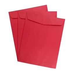 JAM Paper 10 x 13 Open End Catalog Colored Envelopes, Red Recycled, 50/Pack (v0128192i)