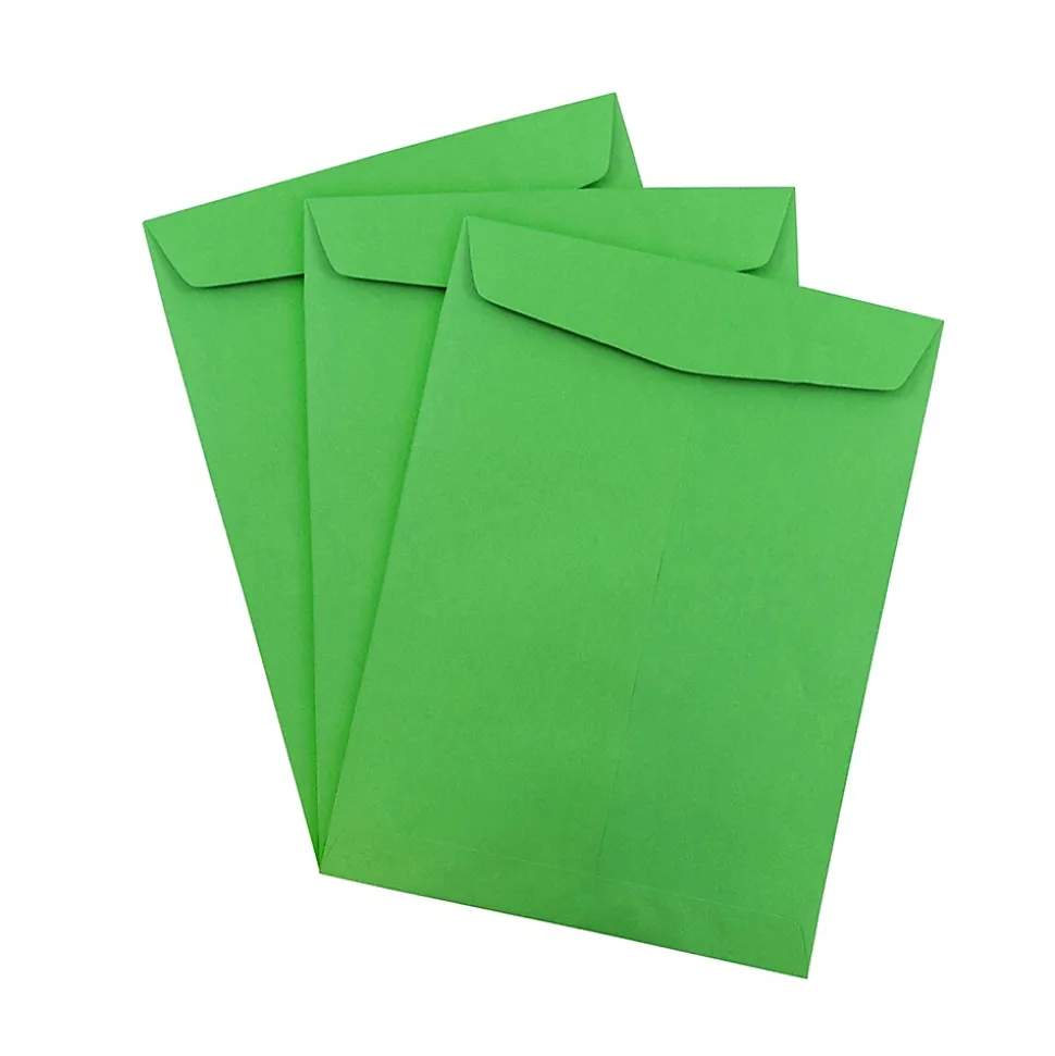 JAM Paper 10 x 13 Open End Catalog Colored Envelopes, Green Recycled, 25/Pack (v0128190a)