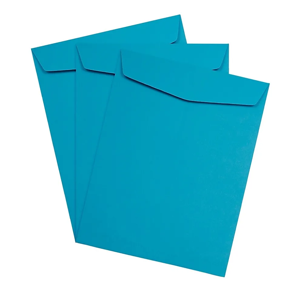 JAM Paper 10 x 13 Open End Catalog Colored Envelopes, Blue Recycled, 50/Pack (87725i)