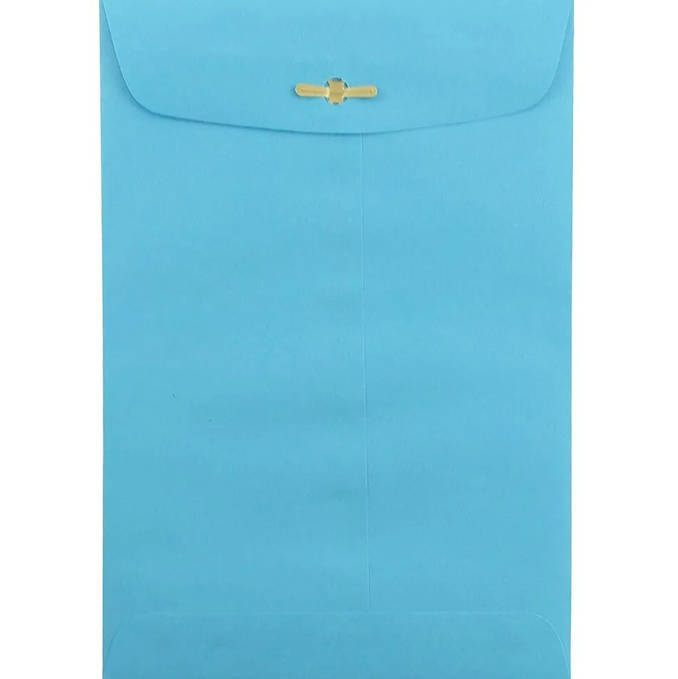 JAM Paper 6 x 9 Open End Catalog Colored Envelopes with Clasp Closure, Blue Recycled, 100/Pack (V0128123)