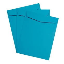 JAM Paper 10 x 13 Open End Catalog Colored Envelopes, Blue Recycled, 100/Pack (87725)