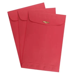 JAM Paper 6 x 9 Open End Catalog Colored Envelopes with Clasp Closure, Red Recycled, 25/Pack (87881a)