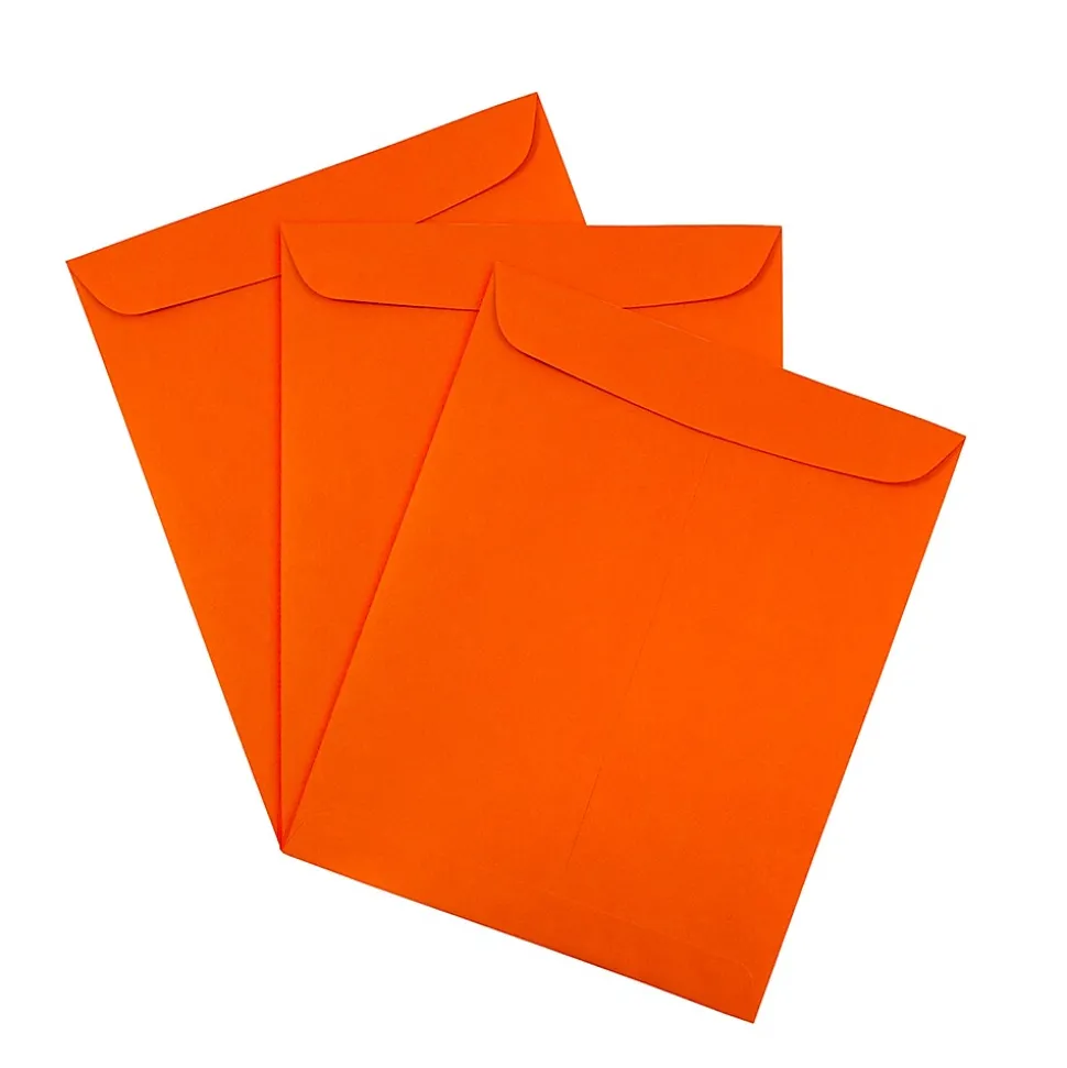 JAM Paper 9" x 12" Open End Catalog Colored Envelopes, Orange Recycled, 10/Pack (80410B)