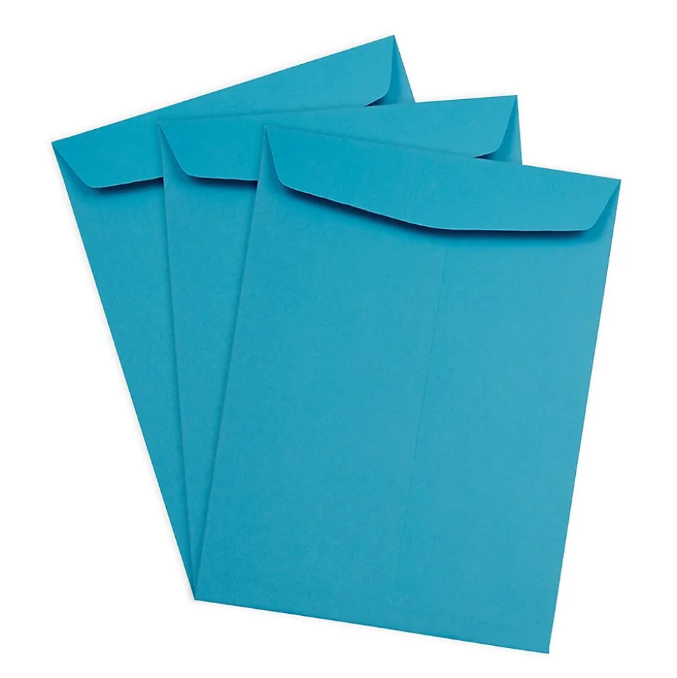 JAM Paper 9" x 12" Open End Catalog Colored Envelopes, Blue Recycled, 10/Pack (80386B)