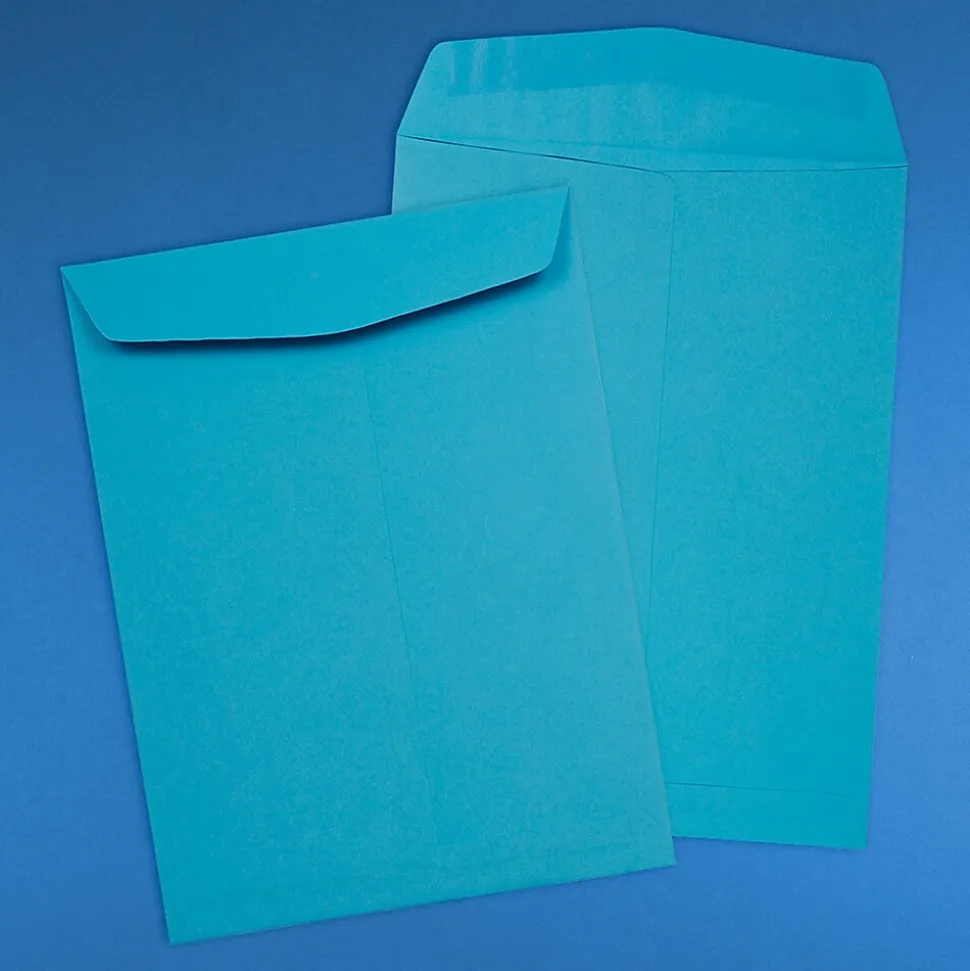 JAM Paper 9" x 12" Open End Catalog Colored Envelopes, Blue Recycled, 10/Pack (80386B)
