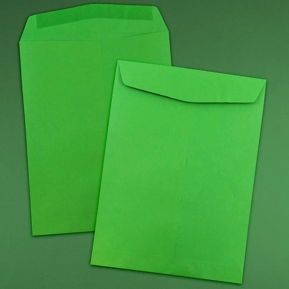 JAM Paper 9" x 12" Open End Catalog Colored Envelopes, Green Recycled, 10/Pack (80402B)