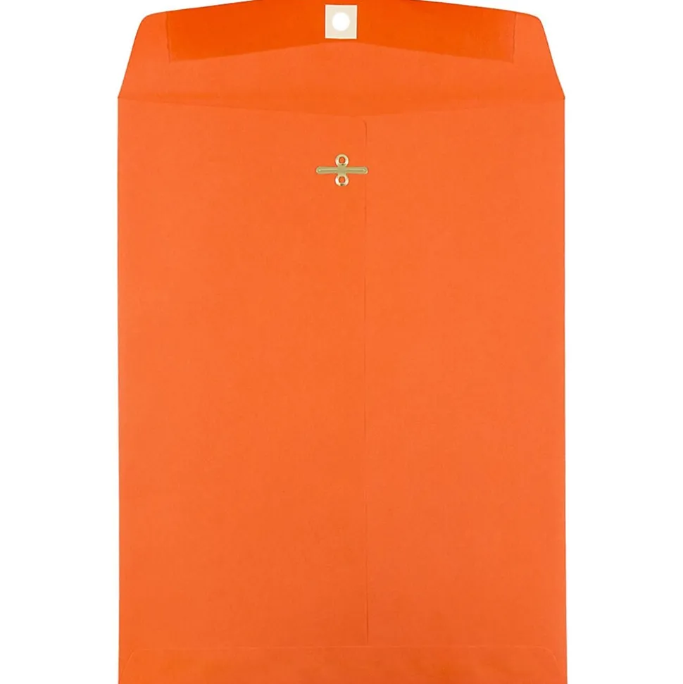 JAM Paper 9" x 12" Open End Catalog Colored Envelopes with Clasp Closure, Orange Recycled, 10/Pack (92938B)