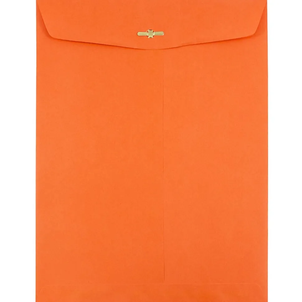 JAM Paper 9" x 12" Open End Catalog Colored Envelopes with Clasp Closure, Orange Recycled, 10/Pack (92938B)