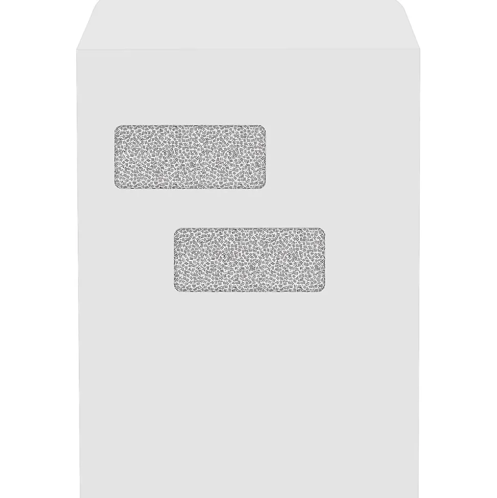 JAM Paper 9 x 12 Open End Double Window Envelopes, Security Tint, 28lb, White, 50 Pack (912DW-28WST-50)