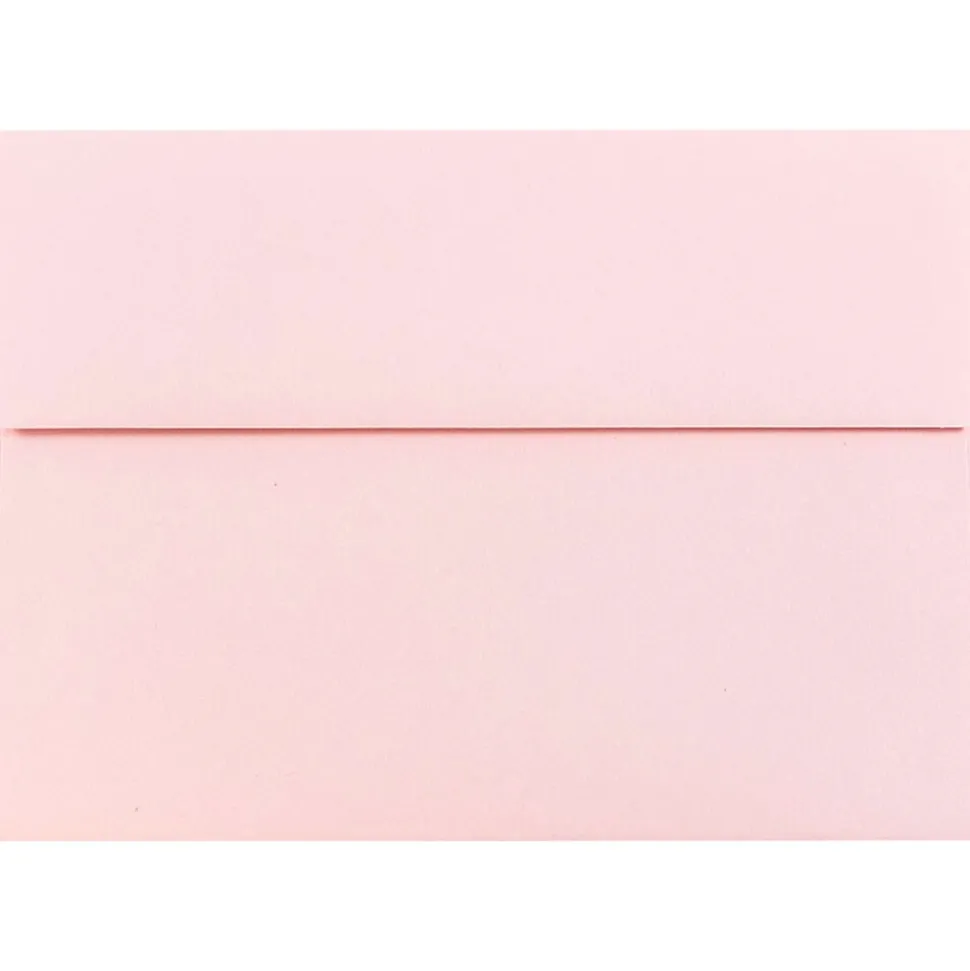 JAM Paper A7 Booklet Envelope 5 1/4" x 7 1/4", Baby Pink Pastel, 100/Pack (155627d)