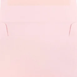 JAM Paper A7 Booklet Envelope 5 1/4" x 7 1/4", Baby Pink Pastel, 100/Pack (155627d)