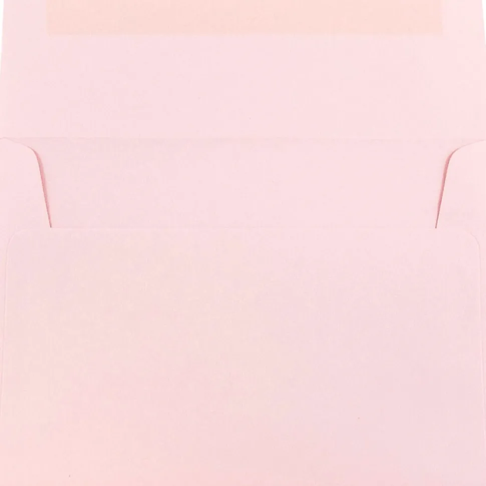 JAM Paper A7 Booklet Envelope 5 1/4" x 7 1/4", Baby Pink Pastel, 100/Pack (155627d)