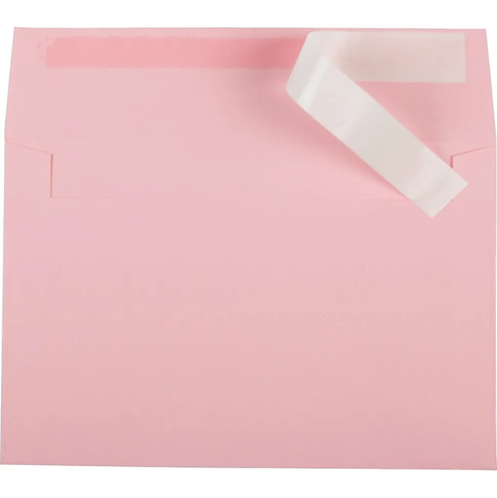 JAM PAPER A9 Colored Invitation Envelopes with Peel & Seal Closure, 5 3/4" x 8 3/4", Light Pink, 100/Pack