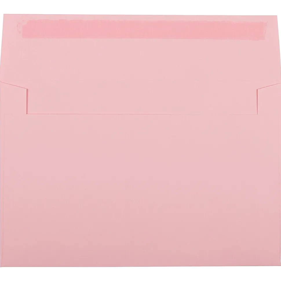 JAM PAPER A9 Colored Invitation Envelopes with Peel & Seal Closure, 5 3/4" x 8 3/4", Light Pink, 100/Pack