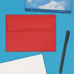 JAM Paper A6 Colored Invitation Envelopes, 4.75 x 6.5, Red Recycled, 50/Pack (67503I)