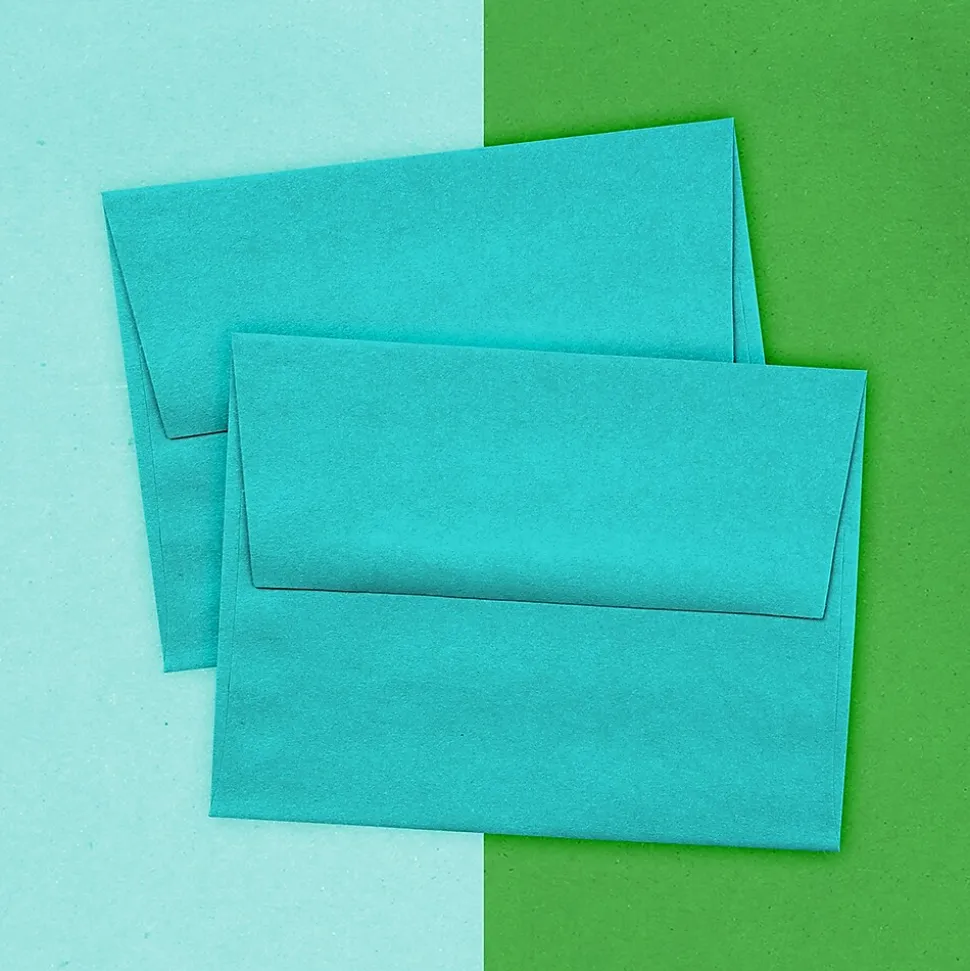 JAM Paper A2 Colored Invitation Envelopes, 4.375 x 5.75, Sea Blue Recycled, 50/Pack (70207I)