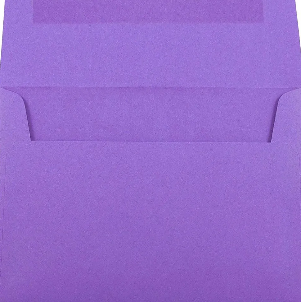 JAM Paper A7 Colored Invitation Envelopes, 5 1/4" x 7 1/4", Violet Purple Recycled, 50/Pack (80278I)