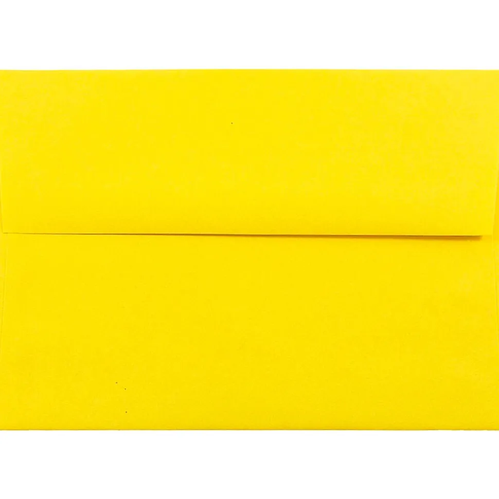 JAM Paper A7 Colored Invitation Envelopes, 5.25 x 7.25, Yellow Recycled, 50/Pack (96326I)