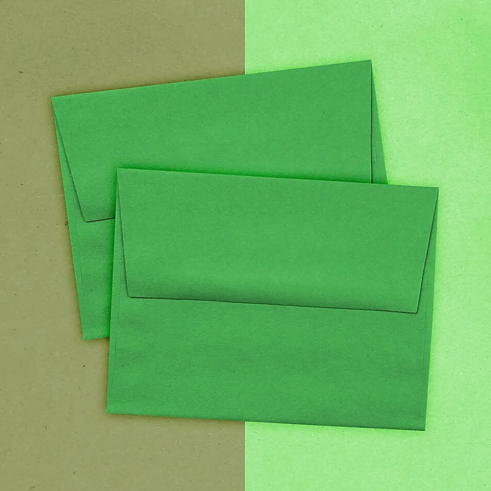 JAM Paper A2 Colored Invitation Envelopes, 4.375 x 5.75, Green Recycled, 25/Pack (15843)